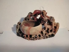 ANTIQUE CHINESE SOAPSTONE CARVING BRUSH POT MONKEYS