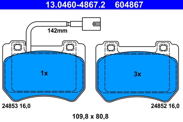 Bremsbelagsatz Scheibenbremse ATE 13.0460-4867.2 FüR Brera Alfa 159 Spider Tbi-image