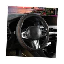 Car Steering Wheel Cover, 14.5-15" Sporty Leather Breathable Anti-Slip Orange