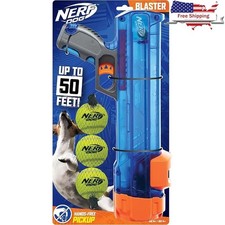 Dog Tennis Ball Blaster Fetch Toy Gift Set Launches 50ft Includes 3 Balls Blue