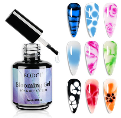 eodci Blooming Gel Nail Polish 15ml - Clear UV Gel for Spreading Effect, Marble,