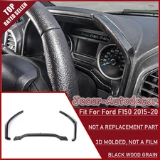 ✅Black Wood Meter Dashboard Instrument Box Cover Trim Molded For Ford F150 15-20