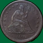 1861 Seated Liberty Quarter Almost Uncirculated AU Coin #35536