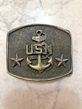 Vintage USN Navy Brass Belt Buckle with Anchor