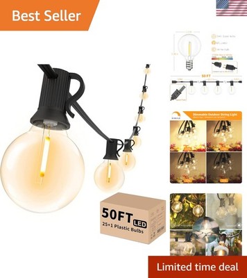 Certified 50 FT Outdoor String Lights with Remote Control & Dimmable Feature