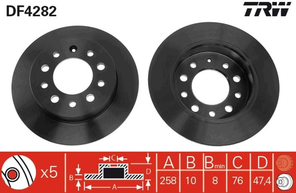2X TRW Bremsscheibe DF4282 FüR Hyundai GK Tiburon RD 2 1 16V Cvvt GLS-image