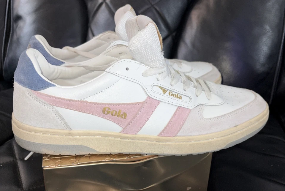 Tênis Feminino de Couro Gola-Hawk Branco/Rosa/Cinza Tamanho 6.5 - Imagem 4 de 4