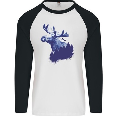 Moose Forest Ecology Environment Herren L/S Baseball T-Shirt