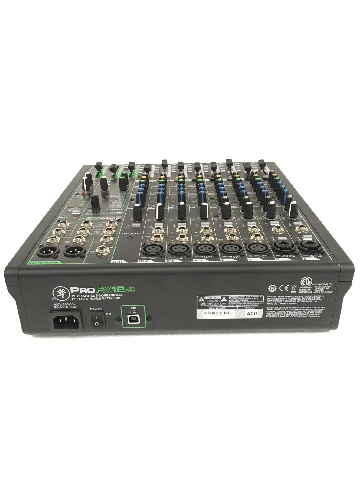 Mackie Pro FX12 V3 12-Channel Professional Effects Mixer with USB,Power Cord QTY