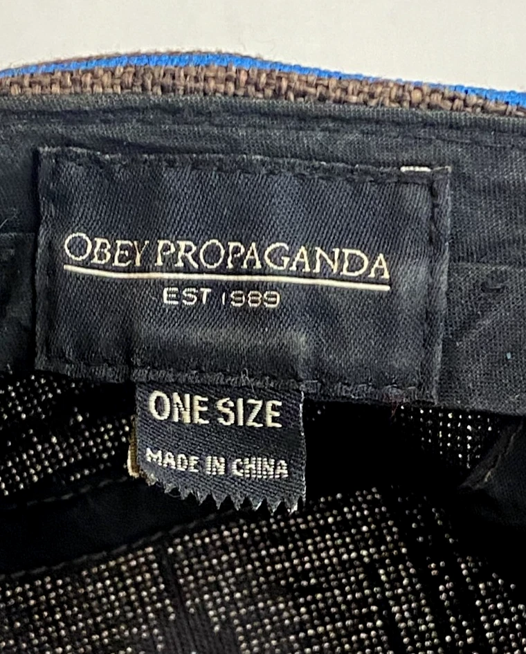 Винтажная 5-панельная кожаная кепка с ремешком Obey Propaganda с юго-западным принтом - Изображение 4 из 4