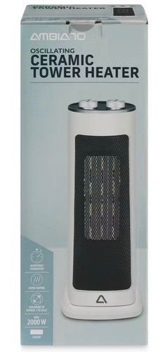 Oscillating Ceramic Tower Heater 2000W Fan Mode Adjustable Thermostat Low Noise