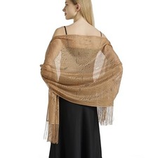 Lace Floral Shawls and Wraps for Style 2-camel With Cashew Flower Pattern