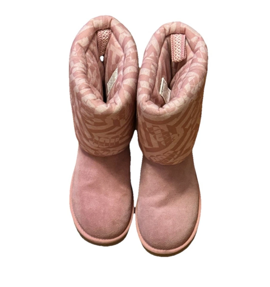 UGG Women Classic Short Jersey Stripe Blush Winter Boots Suede Size US 7 - Image 4 of 4