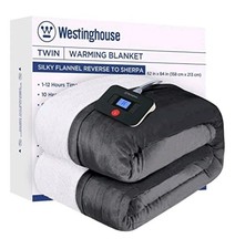 Westinghouse Electric Blanket Twin, Cozy Soft Flannel, 10 Heating Levels 62x84"