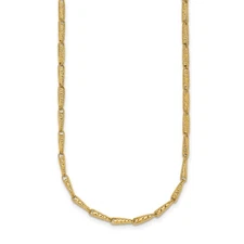 14k Yellow Gold Polished Diamond-cut Fancy Link 20 inch Necklace