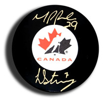 Marie-Philip Poulin & Laura Stacey Team Canada IIHF Dual Signed Auto Model Puck