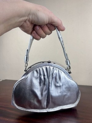 VTG After Five Silver Metallic Evening Purse Bag Attached Coin Purse Rhinestones