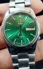 Vintage Of Seiko 5 Automatic Men Wrist Watch Japan Made Day Date Green Dial