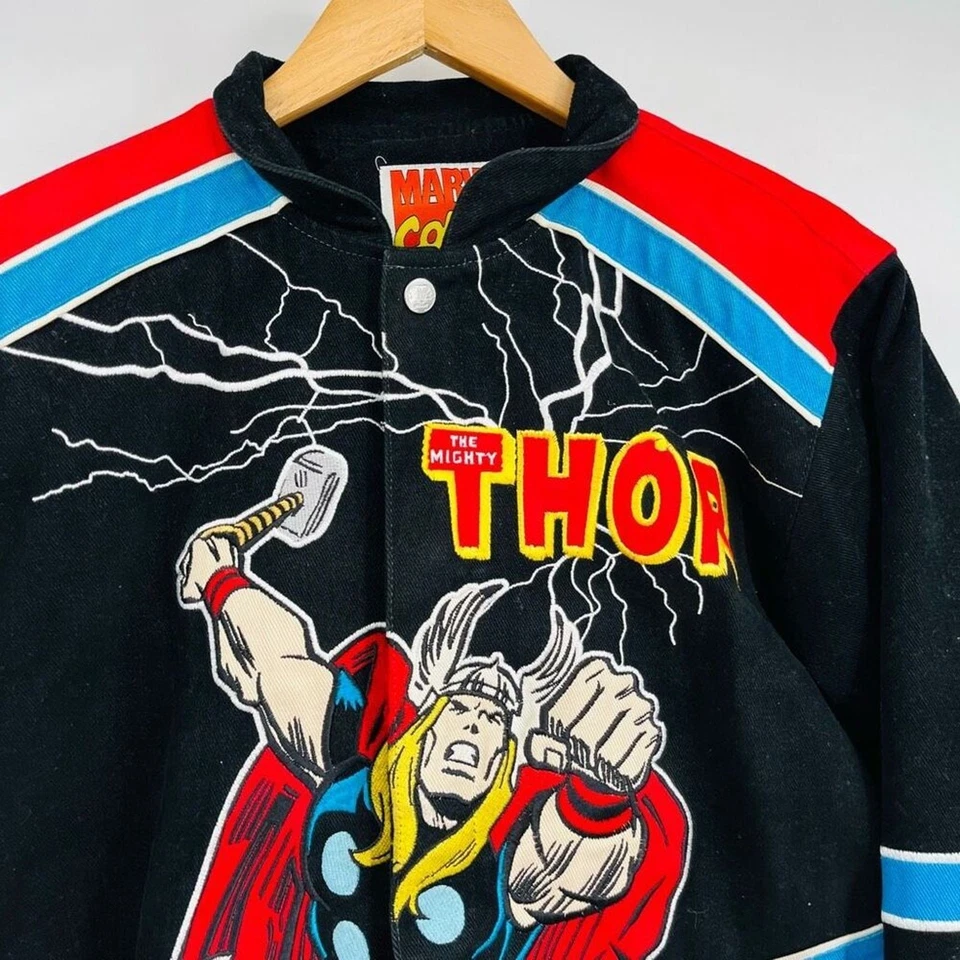 Chaqueta Marvel Comics Estampado Thor Manga Larga Negra Jóvenes Niños Talla 2XL Foto 4 de 4