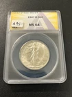 1947 D WALKING LIBERTY HALF DOLLAR ANACS MS-64 - UNCIRCULATED - CERTIFIED - 50C