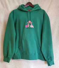 SUPREME MEN'S GREEN SWEATSHIRT WITH LOGO & "I DONT CARE IF YOU CARE" WRITING- XL