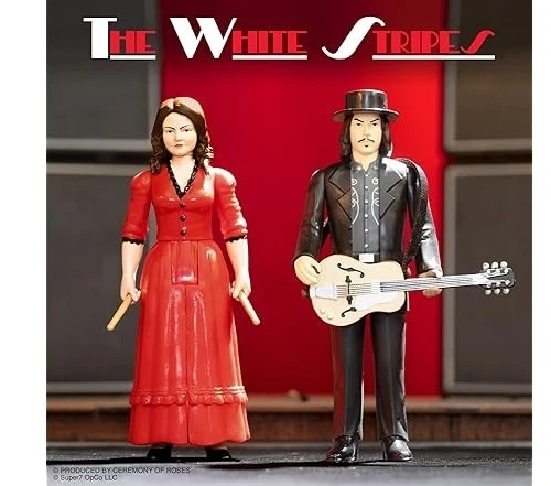 Paquete de 2 figuras de reacción de Jack y Meg Super7 White Stripes Get Behind Me Satan NUEVO Foto 3 de 4