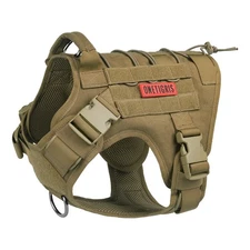 OneTigris Tactical Dog Harness Fire Watcher Vest Coyote Brown Medium Adjustable