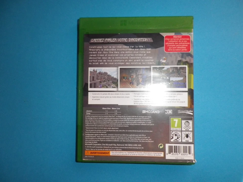 XBOX One/Minecraft/VF/TBE/sans rayures, photo 2 sur 3