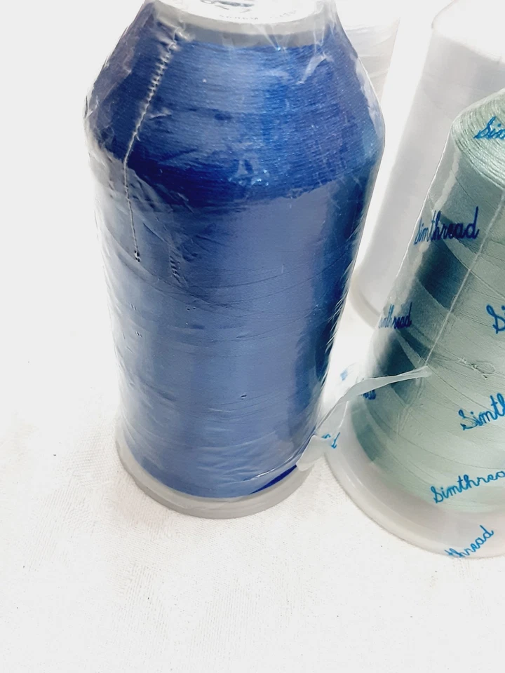 Lot Of 6 5000M Cones Spools Bobbins Embroidery Thread White Blue Green Pink - Image 4 of 4