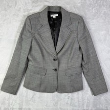 Pendleton Virgin Wool Blazer Womens 10 see measurements Grey Cropped 2 Button