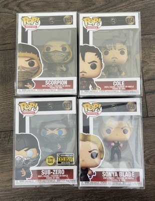 Funko Pop Movies Mortal Kombat Complete Set of 4 Scorpion Sub Zero Cole Sonya 
