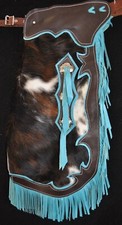 Custom Made Leather Kid's Chinks/Brindle Cowhide Kid's Chaps/Made in USA