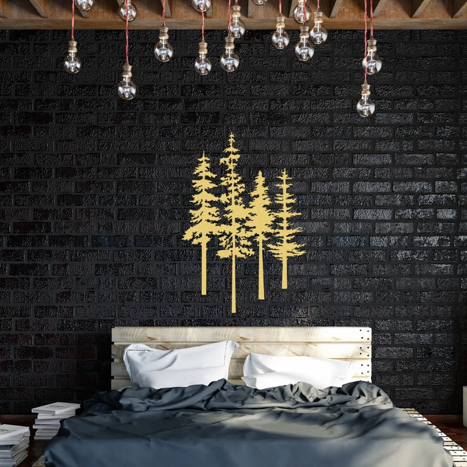 Металлическое настенное искусство сосна, металлический настенный декор, уличное металлическое настенное украшение - Изображение 2 из 4