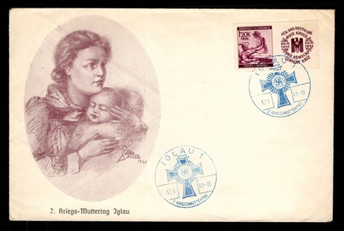 BOHEMIA & MORAVIA 1941 MOTHERS DAY SPECIAL COVER WITH BLUE IGLAU CANCELS