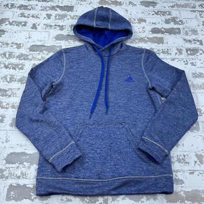 Adidas Hoodie Men Small Blue Sweatshirt Sweater Performance Active Heather  Plain - Main Image