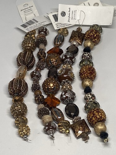 NEW Jesse James Lot 5 7" mixed Beads Strands Brown Jewelry Safari Animal Print - Picture 3 of 4