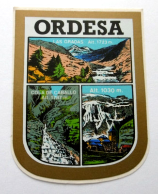 Souvenir-Aufkleber Ordesa Nationalpark Pyrenäen Las Gradas Cola Caballo Spanien