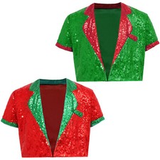 Kids Costume Suit Waistcoat Eve Christmas Sequins Jacket Birthday Vest Teens