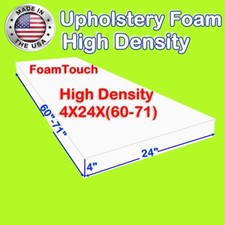 FoamTouch High Density Upholstery Foam Cushion 4" X 24" X 60-71 " Custom Cut