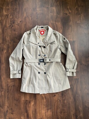 Wellensteyn Raja Trenchcoat Coat Jacket Beige Plaid Size Large