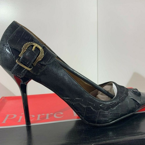 New Womens Black Pierre Dumas Gem Pointy Toe Stiletto Pump - Picture 2 of 7