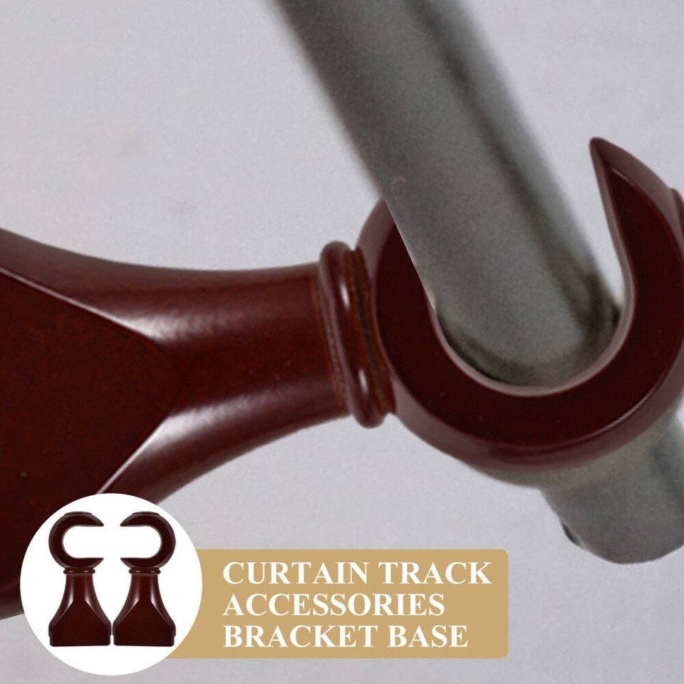 2 Pcs De Cortineros Madera Curtain Rod Wooden Holders Tray Wall Bracket