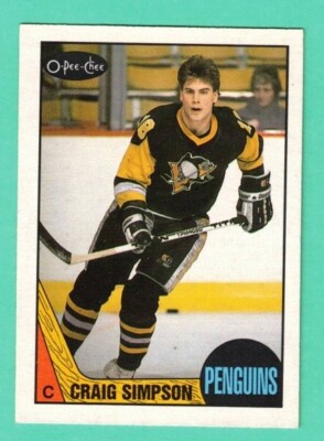 1) CRAIG SIMPSON 1987-88 O-PEE-CHEE # 80 PENGUINS ROOKIE NM CARD
