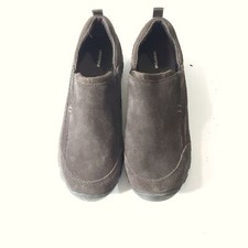 Lands' End Youth/Adolescent Sz 6M Spicy Brown All Weather Suede SlipOn Moc Shoes