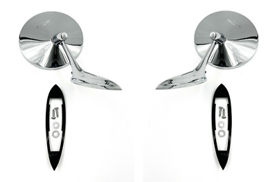 Pair Chrome Round Bowtie Exterior Rear View Mirrors For 1963-64 Chevy Full Size