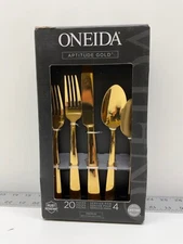 Oneida B1024020AL20 Aptitude Gold 20 Piece Everyday Flatware Set