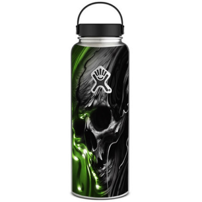 Autocollant Peau Pour Gourde Hydro Flask 40 Oz Large Bouche - Design Argenté Noir, Neuf