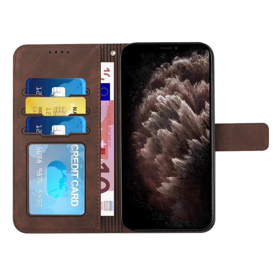 Funda tipo billetera de cuero magnética abatible para teléfono celular para Samsung Galaxy Foto 2 de 4