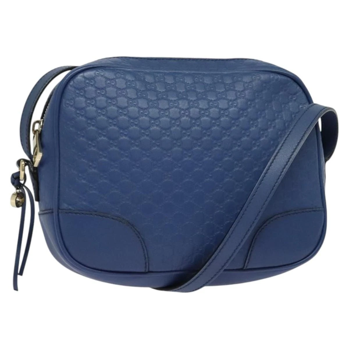 Sac GUCCI Micro GG toile Guccissima sortie cuir bleu or 449413 authentique 116620