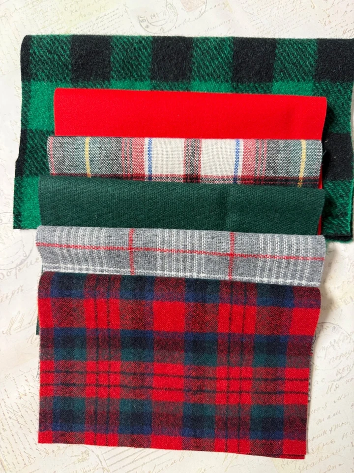 Christmas Colors Wool Fabrics Bundle for Applique, Slow Stitching, Collage - Image 4 of 4